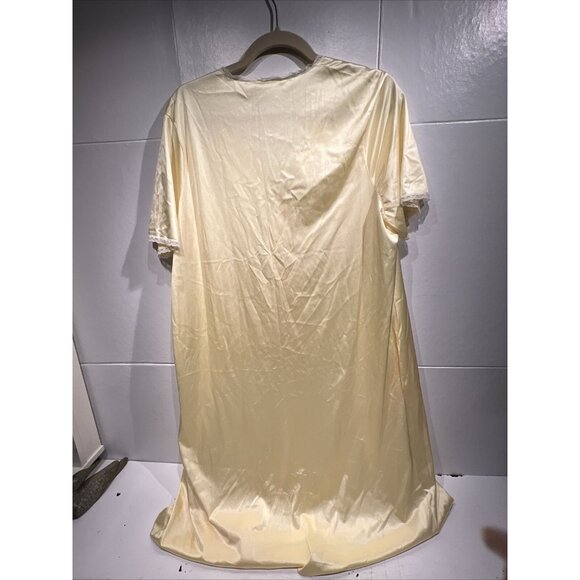 Vintage Jolie Two Womens yellow Lounge Robe Size L Floral Embroidered Button-Up - Picture 5 of 9